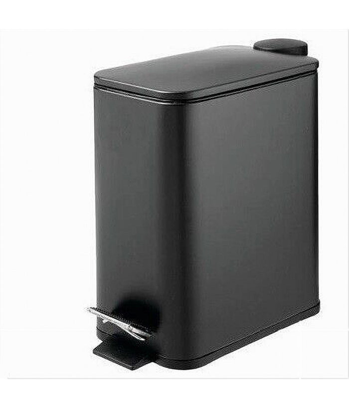 Pattumiera In Acciaio Pedale 5lt Bidone Cestino Spazzatura Rettangolo Nero 87448         