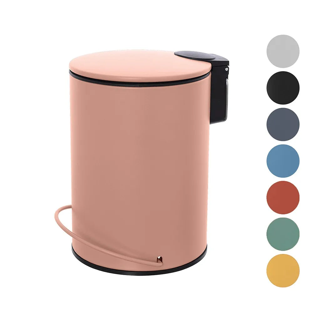 Pattumiera in acciaio rosa soft-close con secchio estraibile Spring