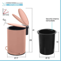 Pattumiera in acciaio rosa soft-close con secchio estraibile Spring