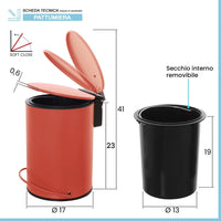 Pattumiera in acciaio rosso soft-close con secchio estraibile Spring