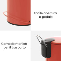 Pattumiera in acciaio rosso soft-close con secchio estraibile Spring