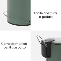 Pattumiera in acciaio verde soft-close con secchio estraibile Spring