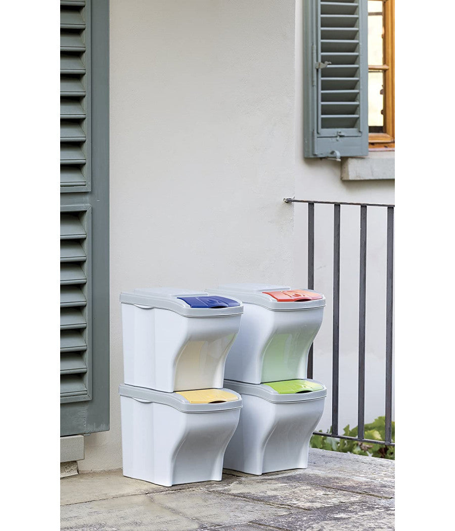 Pattumiera Per Raccolta Differenziata 4 Colori Verticale Bidoni Spazzatura 80 Lt         