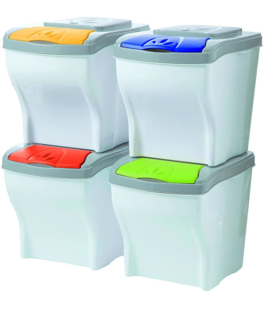 Pattumiera Per Raccolta Differenziata 4 Colori Verticale Bidoni Spazzatura 80 Lt         