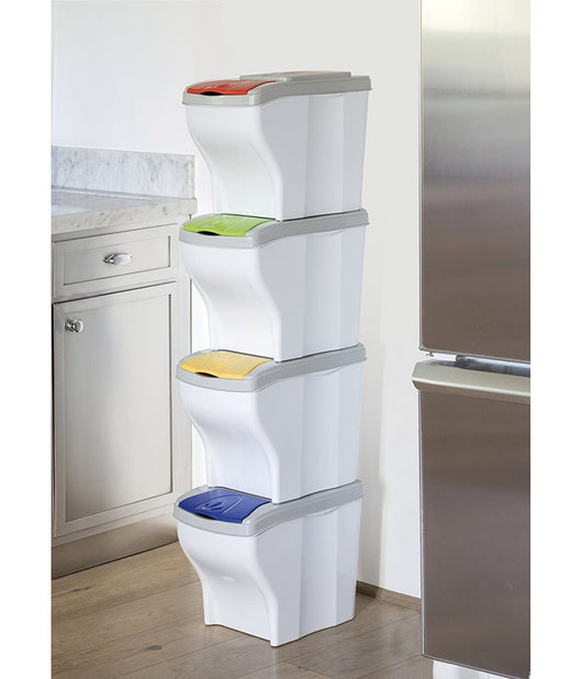 Pattumiera Per Raccolta Differenziata 4 Colori Verticale Bidoni Spazzatura 80 Lt         