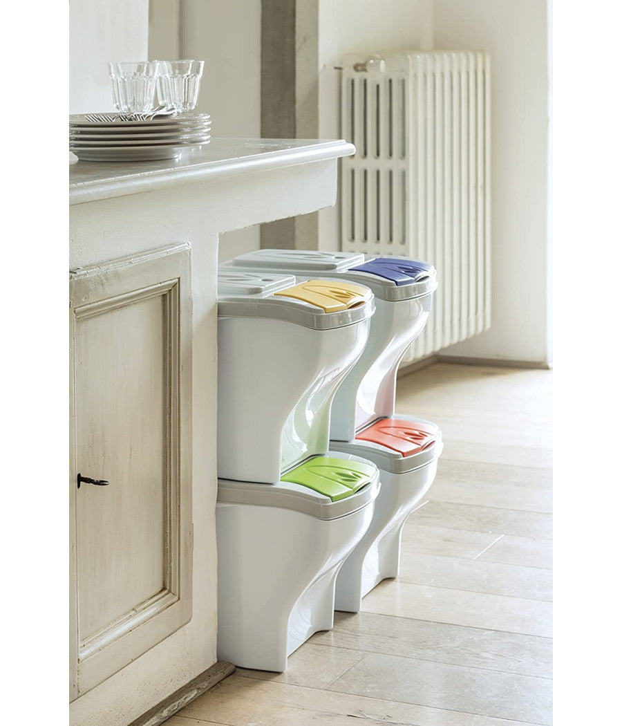 Pattumiera Per Raccolta Differenziata 4 Colori Verticale Bidoni Spazzatura 80 Lt         