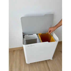 Pattumiera per raccolta differenziata con chiusura ammortizzata, 40 litri, ECOBOX-TOP