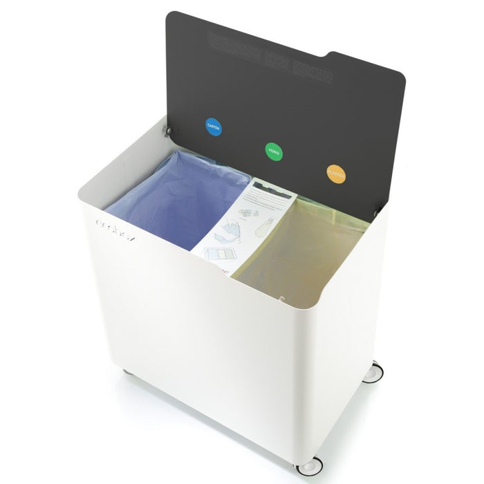 Pattumiera per raccolta differenziata con ruote, soft-close - ECOBOX 60 L