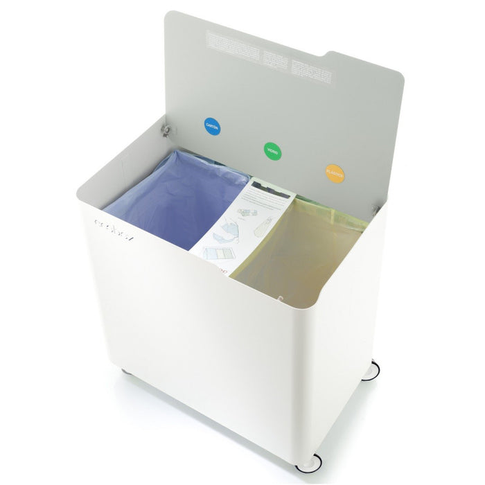 Pattumiera per raccolta differenziata con ruote, soft-close - ECOBOX 60 L