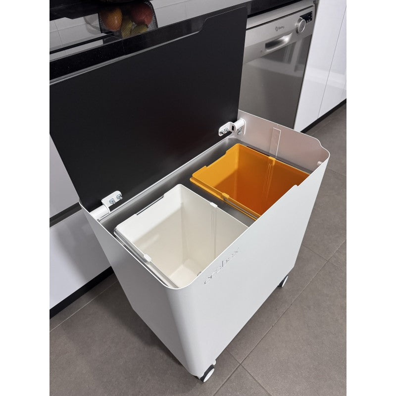 Pattumiera per raccolta differenziata funzionale ed elegante, 2 x 20 litri, ECOBOX NOA