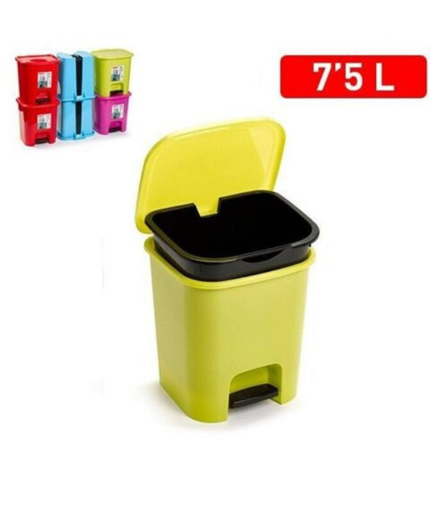 Pattumiera Plastica A Pedale 7 Litri Bidone Cestino Spazzatura Differenziata         