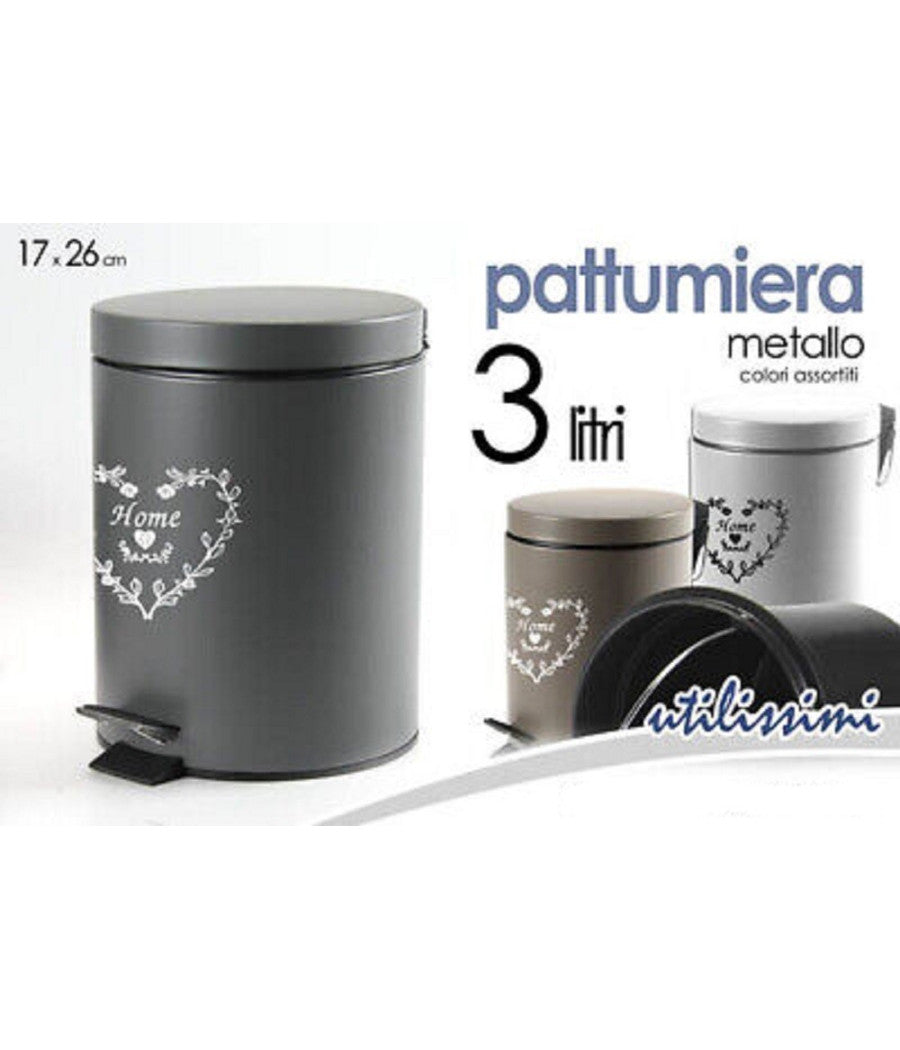 Pattumiera Portaspazzatura 17x26cm 3lt Deluxe Moderno Classico Colori Ass 664465         