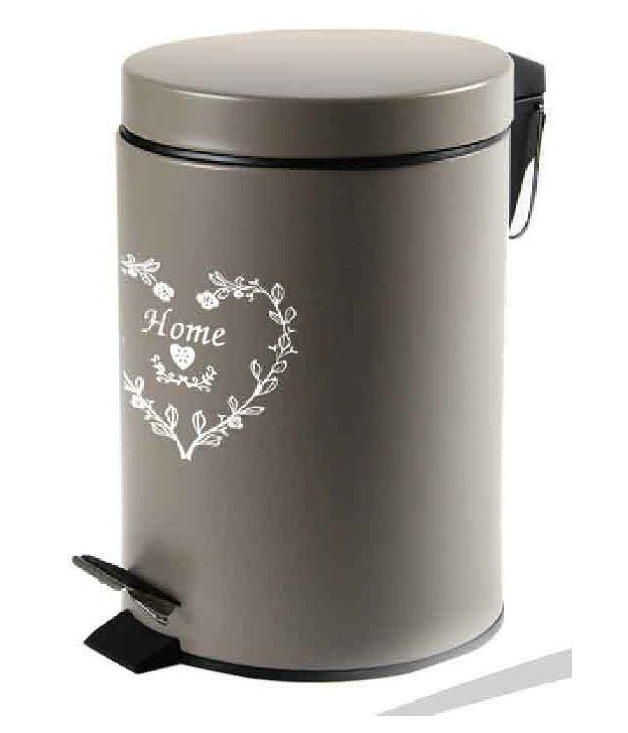 Pattumiera Portaspazzatura 25x38cm 12lt Deluxe Cuore Home Moderno Tortora 664489         