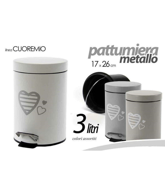 Pattumiera Portaspazzatura Metallo 17x26cm 3lt Cuore Mio Colori Assortiti 748646         