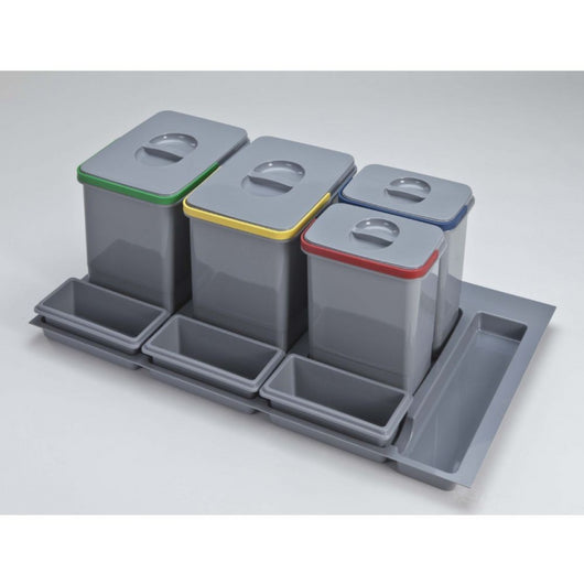 Pattumiera Practiko 90 colore grigio capacità 2x12 LT+2x5 LT e tre vaschette