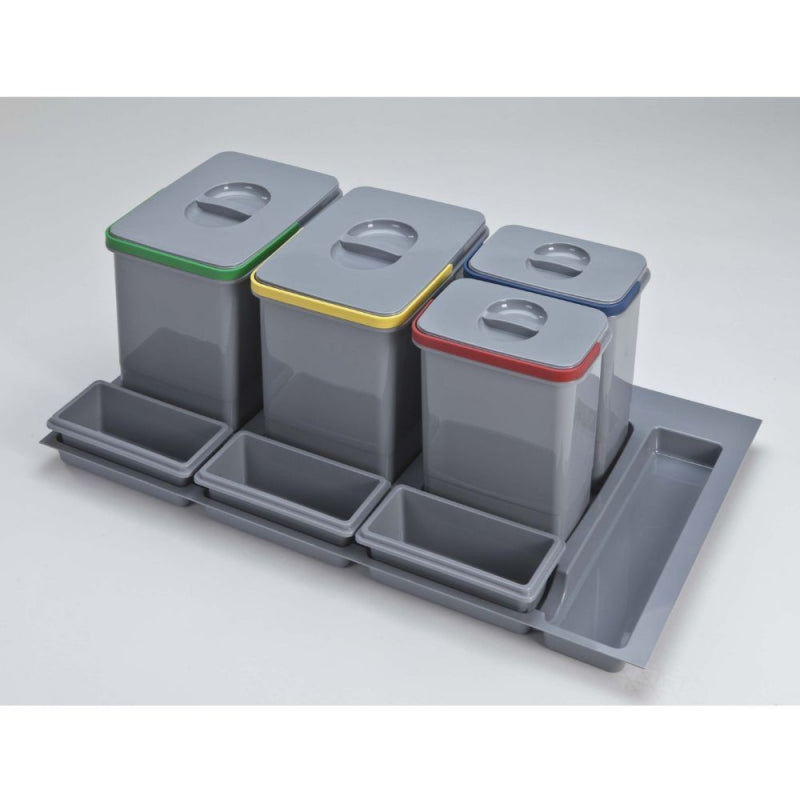Pattumiera Practiko 90 colore grigio capacità 2x12 LT+2x5 LT e tre vaschette