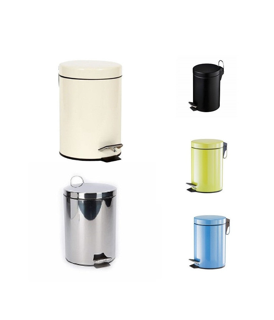 Pattumiera Rifiuti Spazzatura 5 Lt In Acciaio Contenitore A Pedale Cestino Bagno         