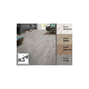 Pavimento laminato rovere ghiacciato 193×1376 mm – 8 mm spessore, confezione 2,39 mq