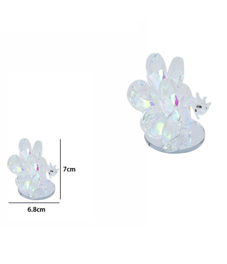 Pavone Cristallo Bomboniera Regalo Decorazione Vetro Battesimo Matrimonio 7 Cm         