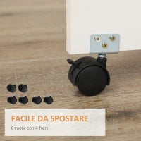 Tavolo da Cucina a Ribalta con 2 Cassetti e Armadietto ad Ante, in Truciolato, 120x80x75 cm, Bianco