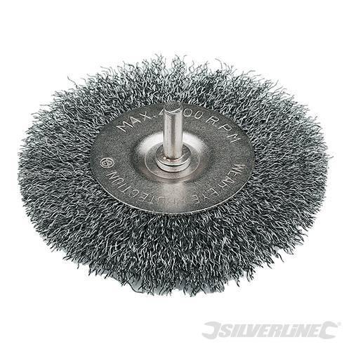 Spazzola rotante a filo ondulato alta resistenza 100mm per trapani Silverline