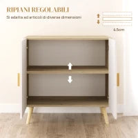 Mobile Multiuso con Ripiano Regolabile su 3 Livelli e Base Rialzata, in Legno, 76x41.2x74 cm, Bianco e Rovere