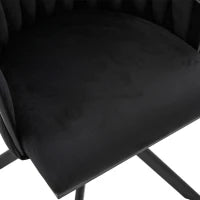 Set da 2 Sedie Girevoli a 180° con Supporto Lombare Ergonomico e Rivestimento Effetto Velluto, 56x50x70 cm, Nero