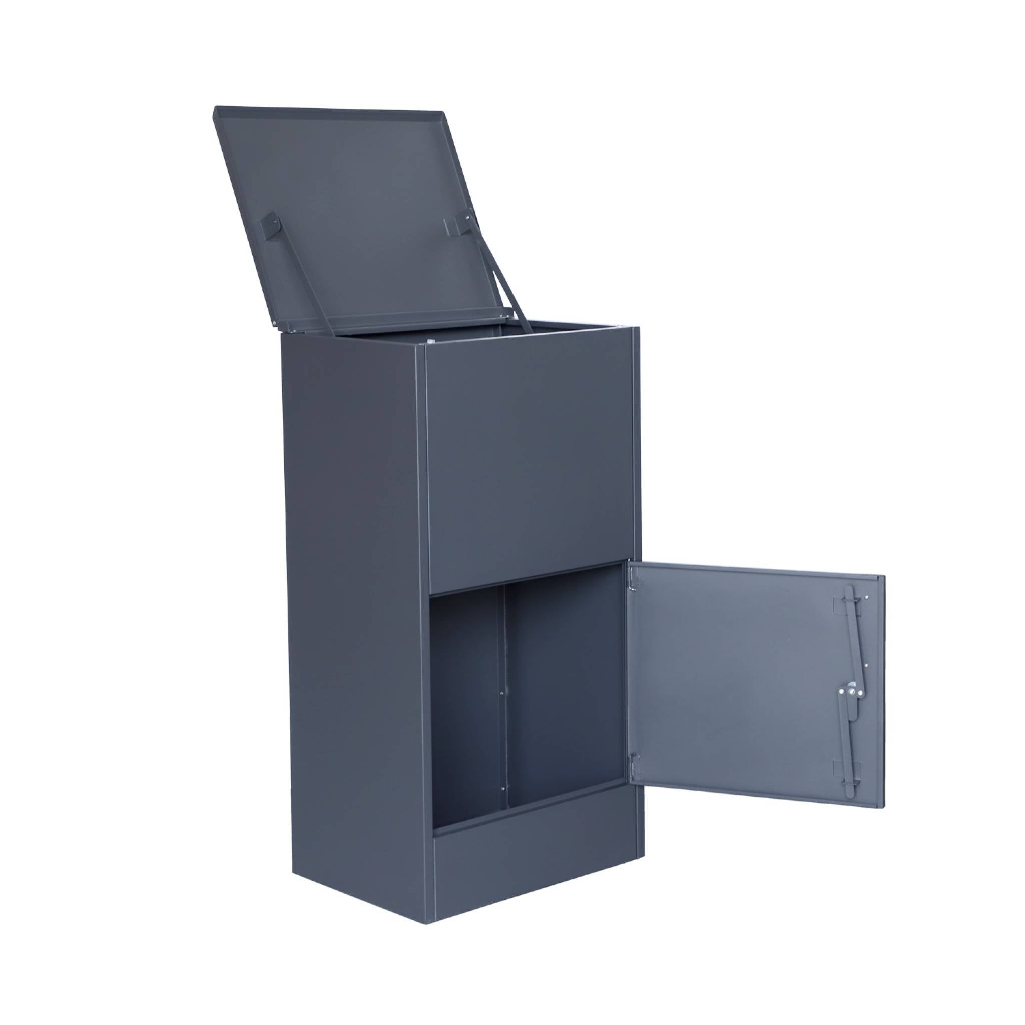 Cassetta per pacchi 56 cm in acciaio zincato con lucchetto, antracite