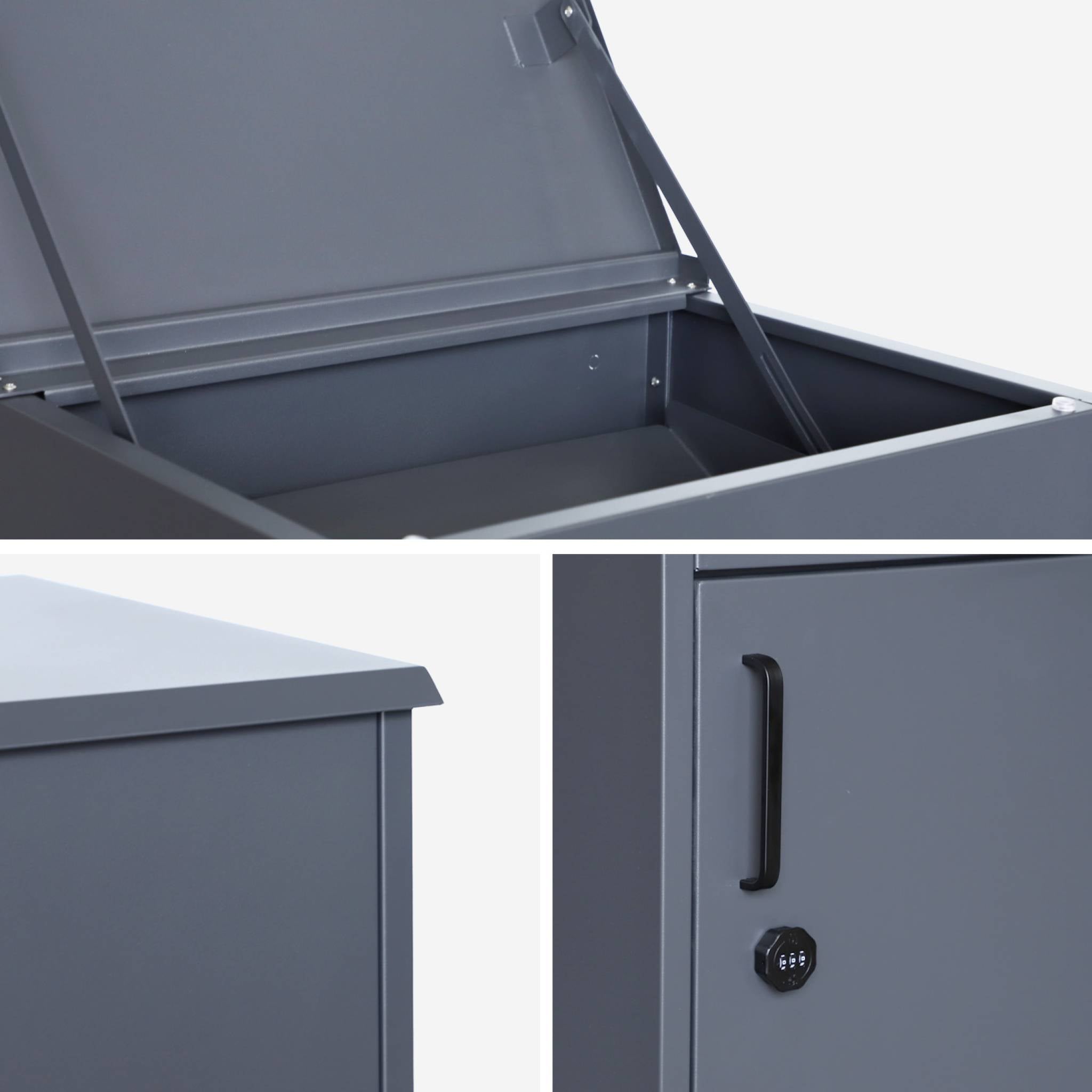 Cassetta per pacchi 56 cm in acciaio zincato con lucchetto, antracite