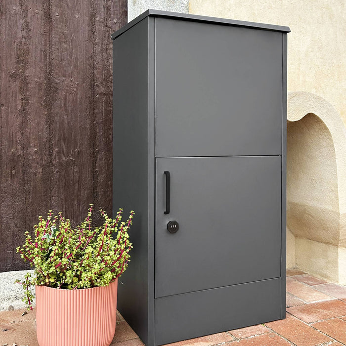 Cassetta per pacchi 56 cm in acciaio zincato con lucchetto, antracite