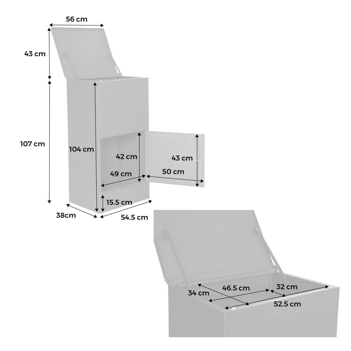 Cassetta per pacchi 56 cm in acciaio zincato con lucchetto, antracite