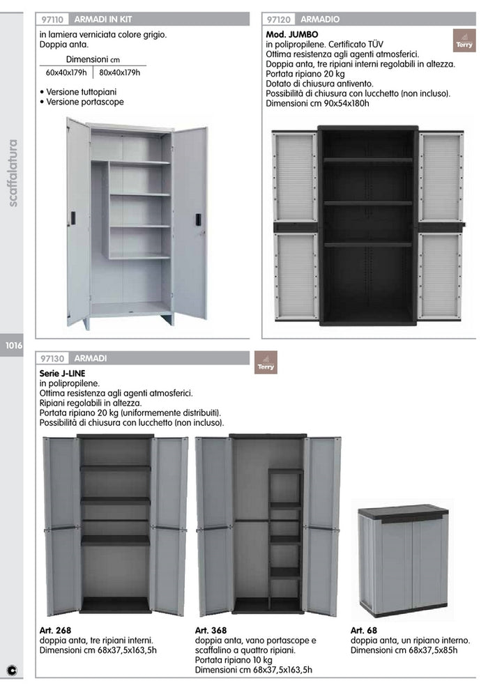 armadio tuttopiani 2 ante cm 40x80x179h in kit grigio cod:ferx.44839