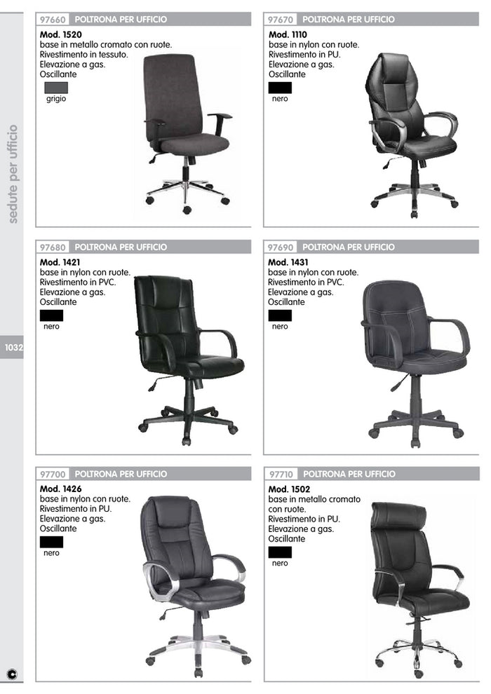 poltrona direzionale 1520 tessuto grigio cod:ferx.92087