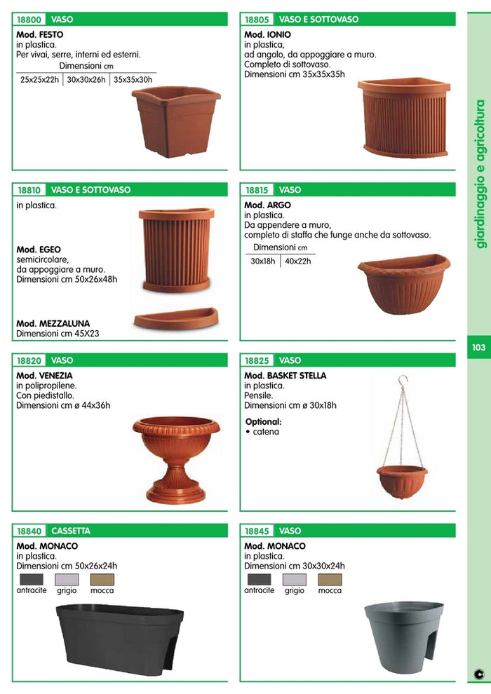 vaso in plastica a muro argo 40xh22 cm cod:ferx.18232.stock