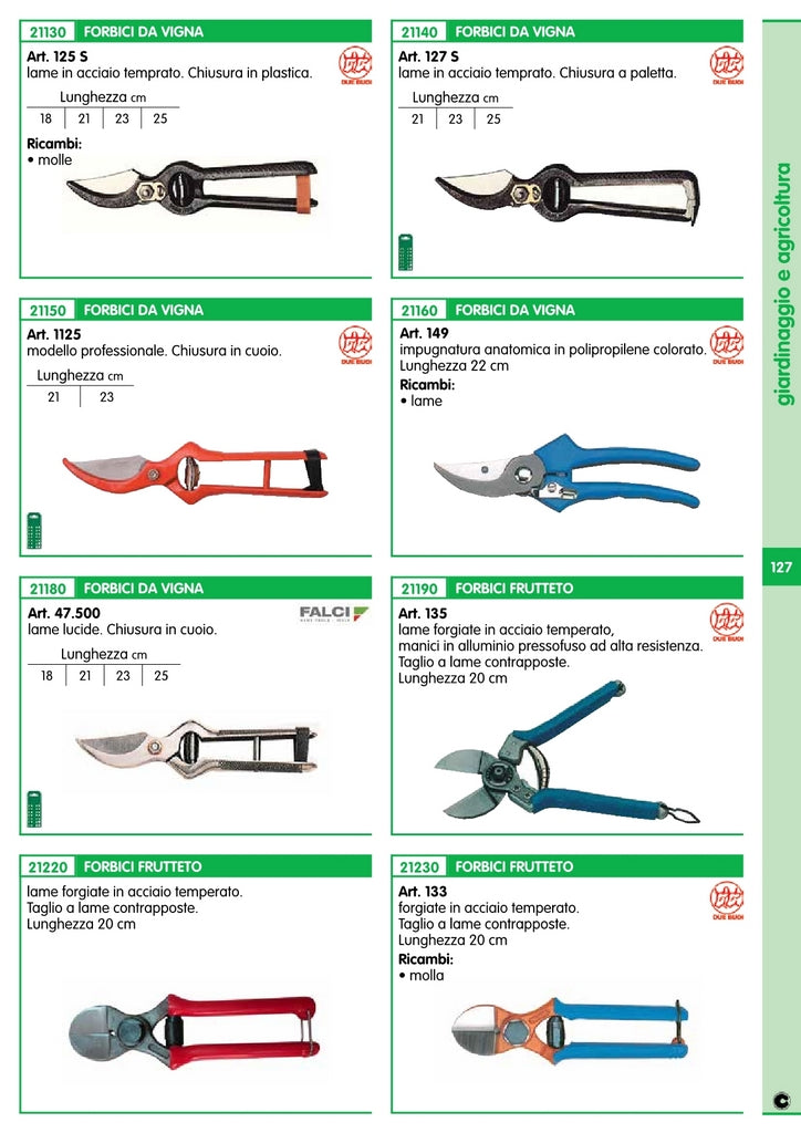 forbici da vigna "falci" art.  47.500 chiusura in cuoio lunghezza cm 21 cod:ferx.11862