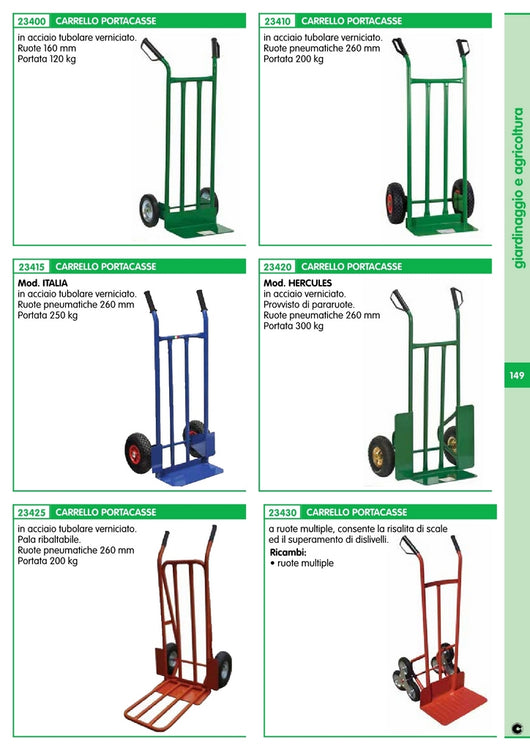 carrello portacasse ruote pneumatiche portata 200 kg cod:ferx.8547