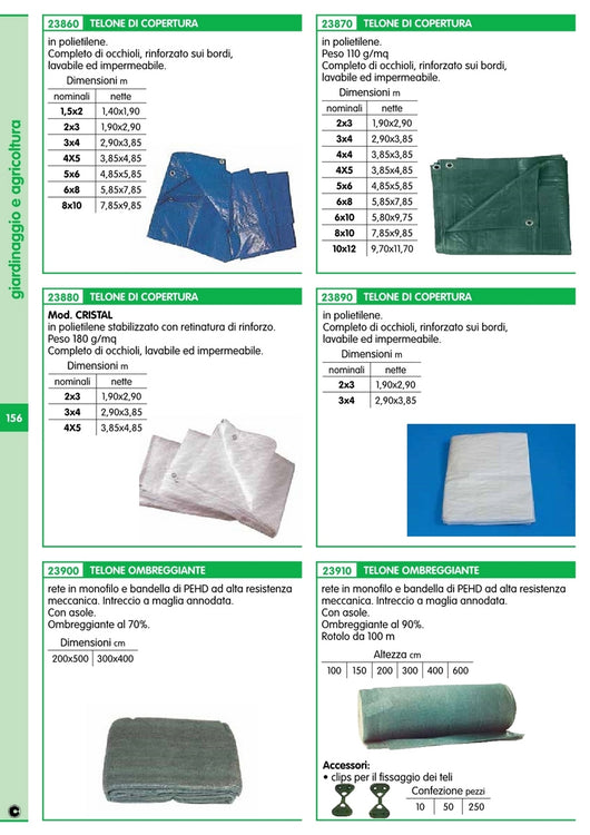 6pz telone pe pesante con occhioli verde mt 2x3 mq.110 cod:ferx.92636.stock