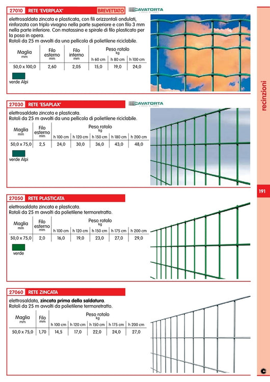 rete esaplax elettrosaldata plasticata 50x75 h.150  25 m cod:ferx.4645