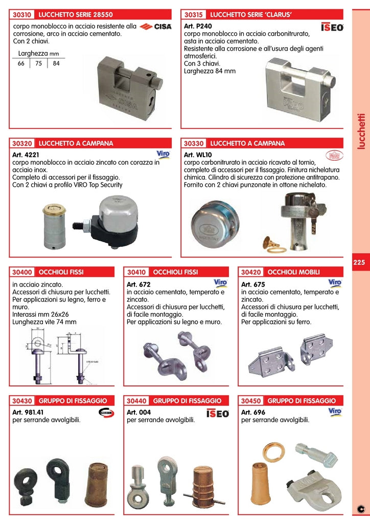 lucchetto a campana internamente in acciaio,completo di accessori per il fissaggio cod:ferx.10107