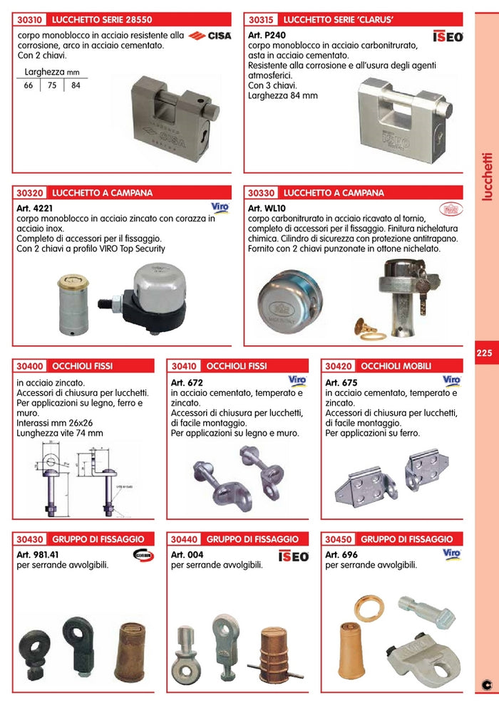 lucchetto a campana internamente in acciaio,completo di accessori per il fissaggio cod:ferx.10107