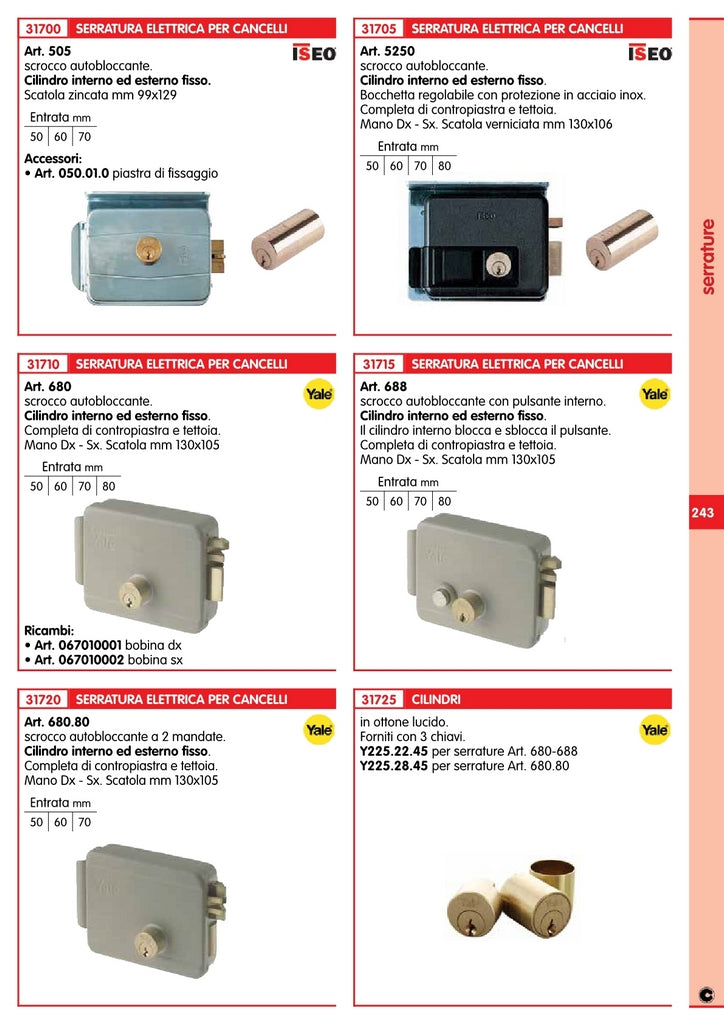 iseo art. 505.504 serratura elettrica 50 mm cod:ferx.314
