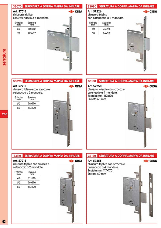 cisa art. 57215 serratura a doppia mappa senza a mm.45 cod:ferx.17151