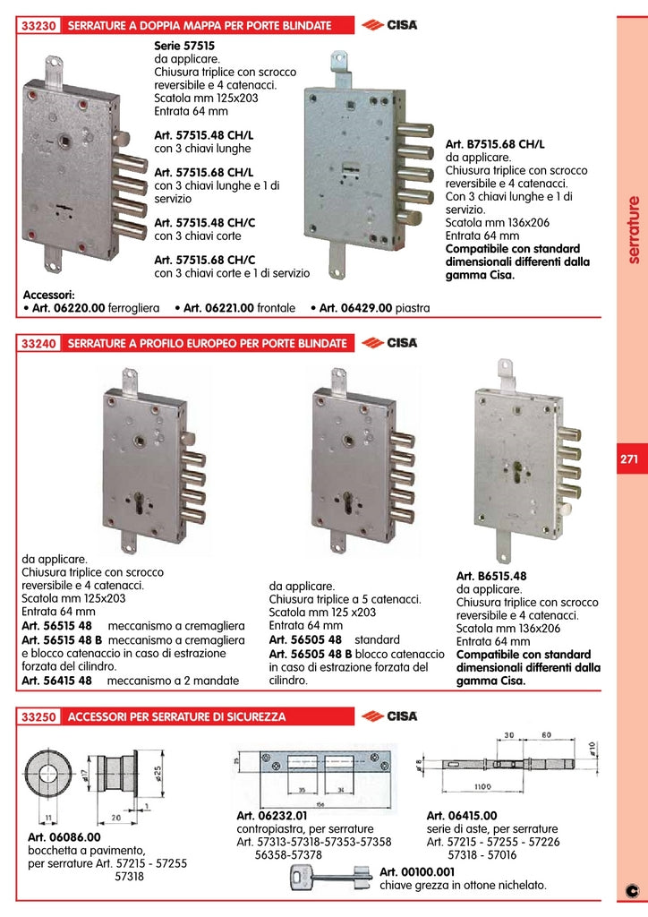 cisa art. 57515.68 serratura di sicurezza chiave corta cod:ferx.22706