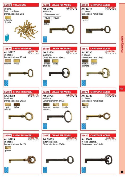 chiave per mobili art.33727 mm.27/69 florence cod:ferx.56125