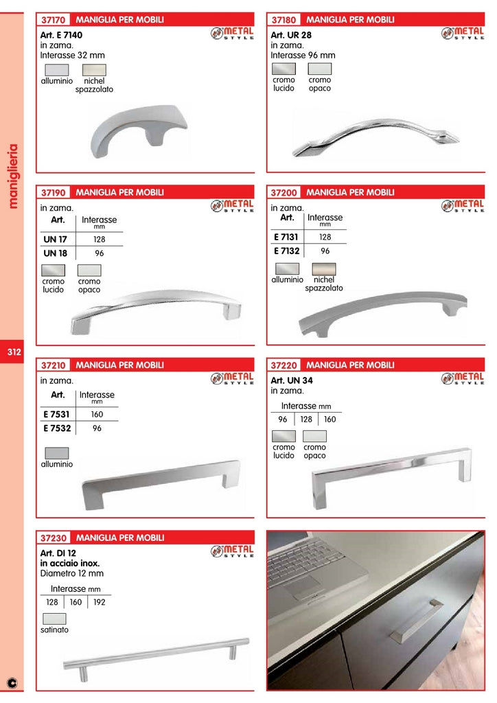 maniglia art.e7132 mm. 96 alluminio cod:ferx.56110