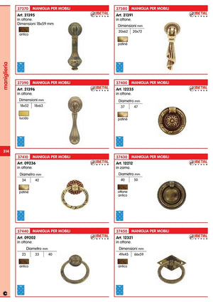 1blister blister maniglie anticata art. 21391.060 in ottone finitura patinè (pz.2) cod:ferx.60229