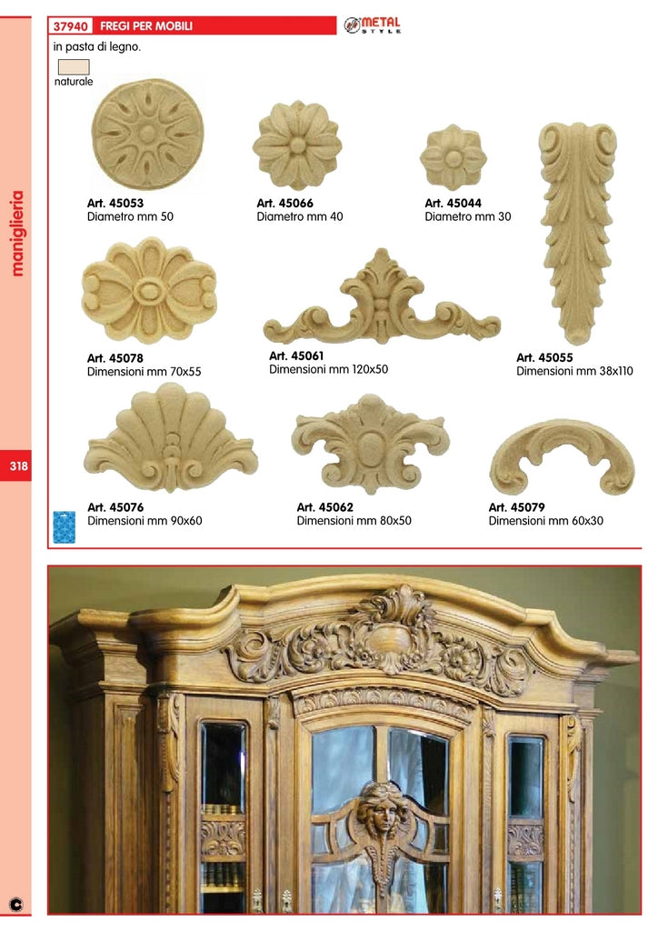 fregio in pasta di legno art.45078 mm.70x55 cod:ferx.934