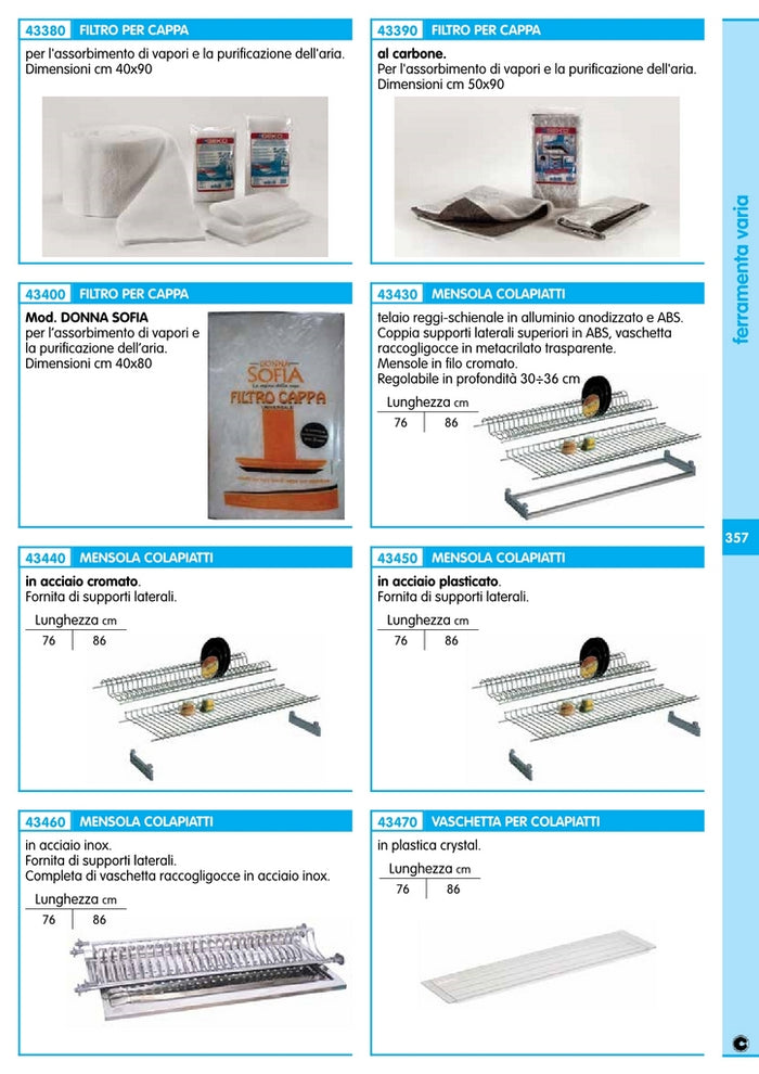 mensole colapiatti plastificati cm. 76 con supporti cod:ferx.37149