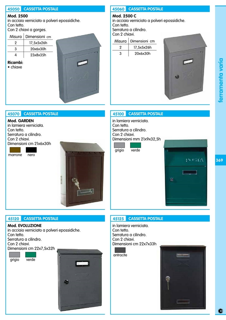 cassetta postale in acciaio per esterni colore grigio cod:ferx.40464