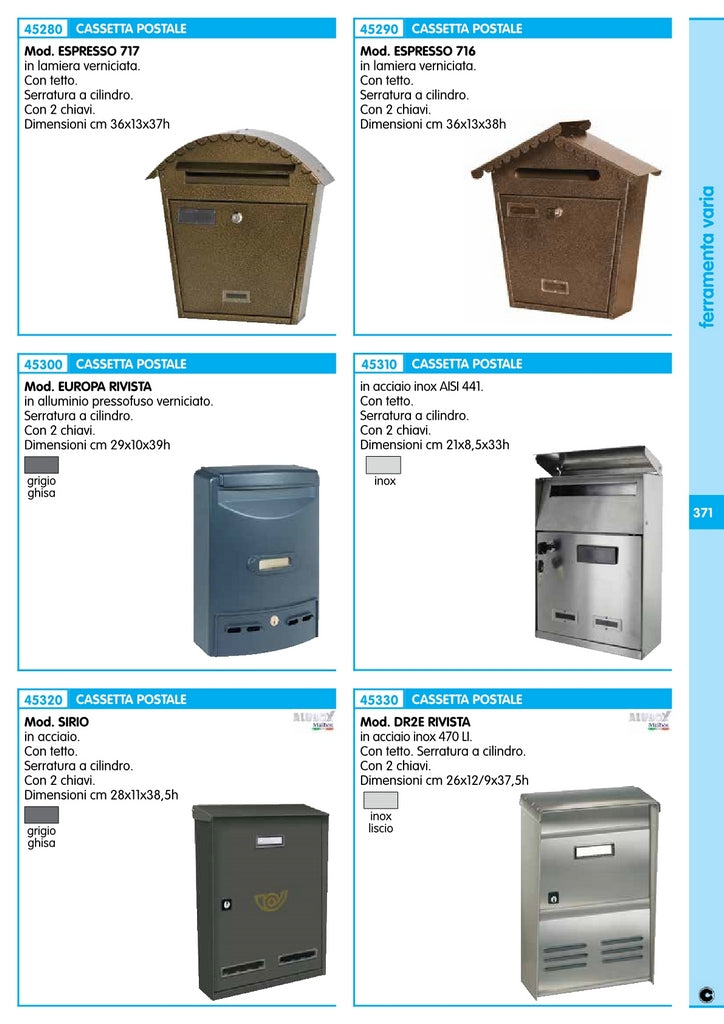 cassetta postale "espresso 717" cm 36x13x37h cod:ferx.13515